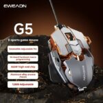 ⁦EWEADN G5 USB Wired Gaming Mouse Silent or audible optional Metal mechanical Mouse gamer with 8 Buttons Macro Function Keys, Support tail length adjustment to suit different hand sizes Perfect for desktop, laptop, computer, school⁩ - الصورة ⁦15⁩
