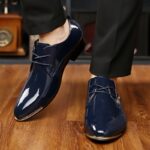 Plus Size Men's Plain Toe Classic Derby Shoes, Comfy Non Slip Lace Up Durable Rubber Sole Dress Shoes, Men's Business Occasion Shoes - Image 7