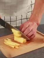 Ultra-Sharp Stainless Steel Multi-Purpose Kitchen Gadget - Fruit and Vegetable Cutter, Potato Slicer, French Fry Maker, Carrot Cucumber Onion Chopper - Durable Food Preparation Tool, Heavy-Duty Masher for Potatoes, Carrots, Cucumbers, Kitchen Accessories, - Image 9
