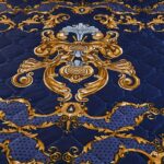 ⁦3pcs Royal Blue European Pattern Light Beige-Friendly Crystal Velvet Quilted + Extra Height Lace Layer Bed Skirt Set with 1 Bed Skirt and 2 Pillowcases, Multi-Layer Trim, Fashionable and Stylish, Moisture-Wicking, Breathable, Wrinkle-Resistant, Silent, Ea⁩ - الصورة ⁦9⁩
