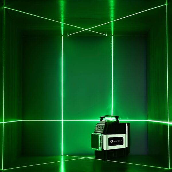 PRACMANU Mini 12-Line Laser Level - High Precision, Green & Infrared Light, USB Rechargeable, with Tripod Stand & Mounting Bracket, Ideal for Wall & Floor Measuring, Non-Portable, Plastic/Copper/Aluminum