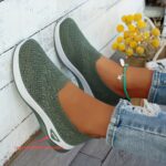 Women'S Breathable Black Sneakers with White Sole - Casual, Motion-Control Support, Rubber Base, All-Season Comfort Shoes, Casual Footwear | Stylish Sneakers | Comfortable Walking Shoes