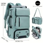 ⁦1pc Waterproof 43.94cm Business Laptop Backpack with Shoe Compartment, Large Capacity Travel Rucksack for Hiking & Camping, Multiple Compartments & Padded Sleeves, Fits College Students & Women's Work Carry-On, Teal Green, Organized Storage Design | Highq⁩ - الصورة ⁦11⁩