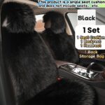 Luxury Plush Car Seat Covers - Thick Soft Faux Fox Fur 3pcs Front Single Seat Cushion Set with Back Storage Bag - Universal Fit Winter Warm Car Seat Protector for Driver and Passenger, Automotive Seat Pad, Winter Car Accessory | Plush Texture | Knit Fabri - Image 6