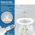 ⁦10-Inch Smart Ceiling Fan with Light, Featuring a 360° Rotating Fan Light, Three Speed Settings, And Three Color Options. It Comes with a Large Remote Control for E26/E27 Bases, Offering Dimmable Lighting from 3000K to 6500K. Ideal for Bedrooms, Kitchens,⁩ - الصورة ⁦7⁩