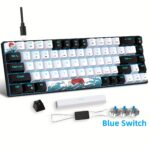 Mechanical Gaming Keyboard, 68 Keys Gaming Keyboard with Blue/Switches, Detachable Type-C Cable Mini Keyboard with Blue Light for Windows/Mac/PC/Laptop only supports wired connection usage - Image 2