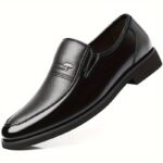 Men's Genuine Leather Loafers - Sleek Black Slip-On Dress Shoes for Business & Casual Wear, Round Toe, Rubber Sole, Smooth Leather Upper, Perfect for Office or Outdoor Events, Office Loafers | Stylish Slipon | Durable Rubber Sole - Image 5