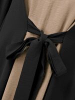 Color Block Long Sleeve Maxi Dress With Tie Front, Elegant Muslim Crew Neck Modest Loose Dress, Women's Clothing - Image 5
