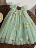 Girls' Dreamy 3D Butterfly Wings Dress - Sweet and Colorful Floral Embroidered Tulle Princess Skirt for Summer Birthday Parties - Image 4