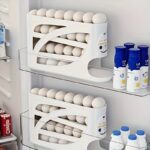 3-Tier Rolling Egg Storage Container for Refrigerator - Holds 24 Eggs, Space-Saving Side Door Organizer with Durable Plastic Design, Large Capacity Kitchen & Fridge Storage Supplies, Sleek Glossy Finish, Easygrip Handle - Image 3