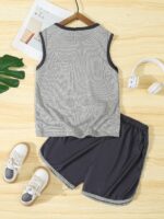 Boy's 2pcs Breathable Casual Sporty Style Outfit, Color Clash Tank Top & Shorts Set, Boy's Clothes For Summer - Image 6