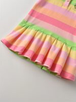 Girls' Summer New Striped Rabbit Embroidery Short Sleeve Dress - Image 8