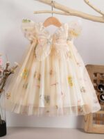 Girls' Dreamy 3D Butterfly Wings Dress - Sweet and Colorful Floral Embroidered Tulle Princess Skirt for Summer Birthday Parties - Image 2