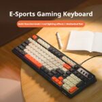 ⁦EWEADN Gaming Keyboard wired-rainbow Backlit, Portable black Keyboard Office-98 Keys, Computer External Keyboards Ergonomic design, with Multimedia knob, Ball keycaps, for gamers and Office, Compatible with Windows/Laptop Gaming peripherals⁩ - الصورة ⁦2⁩