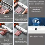 Cordless Portable Automatic Sealer Kitchen Food Freshness Vacuum USB Charging with Digital Display Fast Sealing Preservation Available in Light Purple and White Can be used for Snacks, Meat, Fruits and Vegetables Ideal for Kitchen and Outdoor Picnics - Image 9