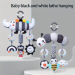 Christmas New 0-3 Years Old Stroller Hanging Plush Toy Black and White Animal Wind Chime Gift