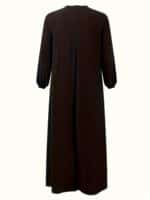 Color Block Long Sleeve Maxi Dress With Tie Front, Elegant Muslim Crew Neck Modest Loose Dress, Women's Clothing - Image 4