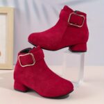 ⁦Trendy Elegant High-heeled Boots With Zipper For Girls, Lightweight Non Slip Boots For Indoor Outdoor Travel, Spring And Autumn⁩ - الصورة ⁦2⁩