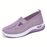 ⁦Women'S Breathable Mesh Slip-On Sneakers - Casual Comfort Walking Shoes, Solid Brown, All-Season Use, Low Top, Simple Toe Design, Lightweight Flat Outdoor Shoes, Comfortable Walking Shoes | Elegant Slipon Sneakers | Breathable Upper⁩ - الصورة ⁦9⁩