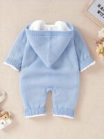 ⁦DovFanny Unisex Jumpsuit - Fleece-Lined Hooded Romper with Soft Fur-Lined Hood & Cuffs, Long Sleeve Winter Warmth, Easy Diaper Change Buttons, Cozy Winter Outfit for, Romper, Perfect for Outdoor⁩ - الصورة ⁦2⁩