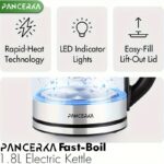 ⁦PANCERKA Electric Kettle, 1.8L, LED Illuminated, High Borosilicate Glass, Auto Shutoff, Boil-Dry Protection, 360° Base, Stainless Steel, 220V-240V, European Standard Plug, No Conversion Plug, Rated Power 1500W⁩ - الصورة ⁦3⁩