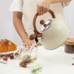 2.5L Stainless Steel Whistling Tea Kettle with Natural Stone Finish and Wood Pattern Handle - Fast Boil, Perfect for Tea, Coffee, Milk - Image 4