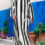 Men's Red & Black Striped Arabic Kaftan Robe - Loose Fit Hooded Muslim Abaya with Elastic Fabric, Machine Washable All-Season Traditional Islamic Clothing, Modest Apparel, Medium Elasticity, Comfortable Wear - Image 7
