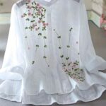 Women's Elegant Floral Blouse - Lightweight Semi-Sheer Summer Shirt with Round Neck, Short Sleeves & Machine Washable Fabric for Spring/Summer Casual & Formal Wear, Floral Print Blouse, Lightweight Top, Delicate Embroidery