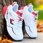 Men's Lightweight Breathable Mesh Running Shoes - White Low-Top Sneakers with Striped Design, EVA Cushion & Rubber Sole for All-Season Training, Gym, Casual Wear - Image 4