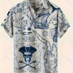 Summer Fashion Casual Short Sleeve Shirt, Suitable for Large Size and Tall Men, Printed with Skull and Fish Patterns - Image 6