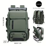 ⁦1pc Waterproof 43.94cm Business Laptop Backpack with Shoe Compartment, Large Capacity Travel Rucksack for Hiking & Camping, Multiple Compartments & Padded Sleeves, Fits College Students & Women's Work Carry-On, Teal Green, Organized Storage Design | Highq⁩ - الصورة ⁦13⁩