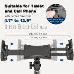 Heavy Duty 360° Rotating Car Tablet Mount with Suction Cup – Adjustable Dashboard Holder for iPad Pro/Air/Mini & 11.94-32.77cm Tablets, Phones, and GPS Devices, Foldable Aluminum Design, Secure Adhesive Pad, Easy Installation, Compatibility, Tablet Holder - Image 5