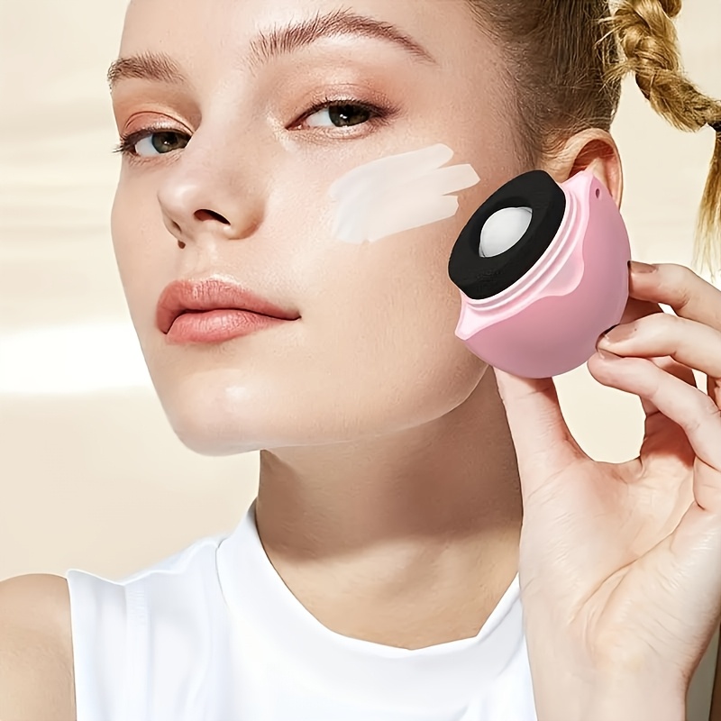 9e8d781b-c764-4687-898c-5ae0c938c1d2.jpg Silicone sunscreen and Lotion applicator Roller - hygienic, portable cosmetic tool for even application, hand wash only, round design for smooth coverage, Light Beige care application | Smooth covering tool | durable silicone - Image 1