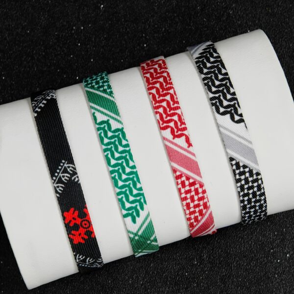 Set of 4 Keffiyeh Ethnic-Style Woven Bracelets, Available in Multiple Colors, Unisex, Adjustable Size, Suitable for Everyday Wear And Perfect As Gifts for Various Occasions Like Birthdays, Valentine'S Day, And The Spring Festival.