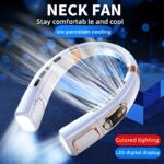 jkuoo USB Neck Fan, Portable Air Conditioner, 5-Level Cooling, Silent Operation, LED Display, Long-Lasting Battery, Ideal for Outdoor Sports & Summer, 36V Max Voltage, 1200mAh Rechargeable Battery