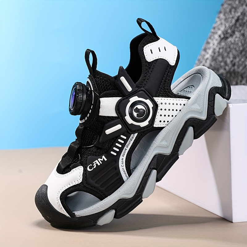 9fea37db-eaa9-4a85-9fcb-5e9163ee4f55.jpg Boys' Cool Sports Sandals with Rotating Button, Breathable Fabric Non-Slip Sole, Perfect for Beach, Hiking & Outdoor Activities in Spring/Summer - Lightweight, Shock-Absorbing, Round Toe Design, Summer Sandals - Image 1