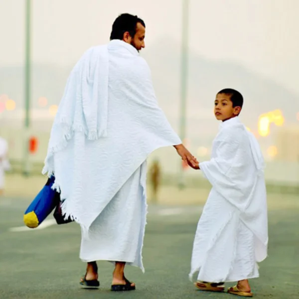 2Pcs Ihram Pilgrimage Towel For Muslim Arab Mecca Hajj Clothes Men Islamic Ramadan Prayer Worship Costumes Shawl Jubba SetThobe