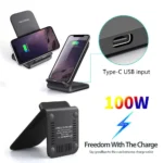 ⁦NEW 65W Fast  Wireless Charger for Samsung S22 S21 Note 20 Fast Charging Stand For iPhone 16 15 14 13 XS XR X 8 Airpods Pro⁩ - الصورة ⁦2⁩