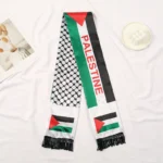 ⁦New Palestine Flag Scarf Shawls Fall Pashmina Shawl Wrap Palestinian Hatta Kufiya Keffiyeh Large Scarves With Tassel⁩ - الصورة ⁦3⁩