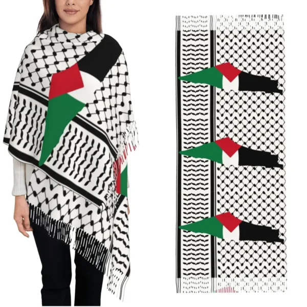 Women's Tassel Scarf Palestine Keffiyeh Scarf Pattern Large Super Soft Shawl Wrap Palestinian Gifts Cashmere Scarf