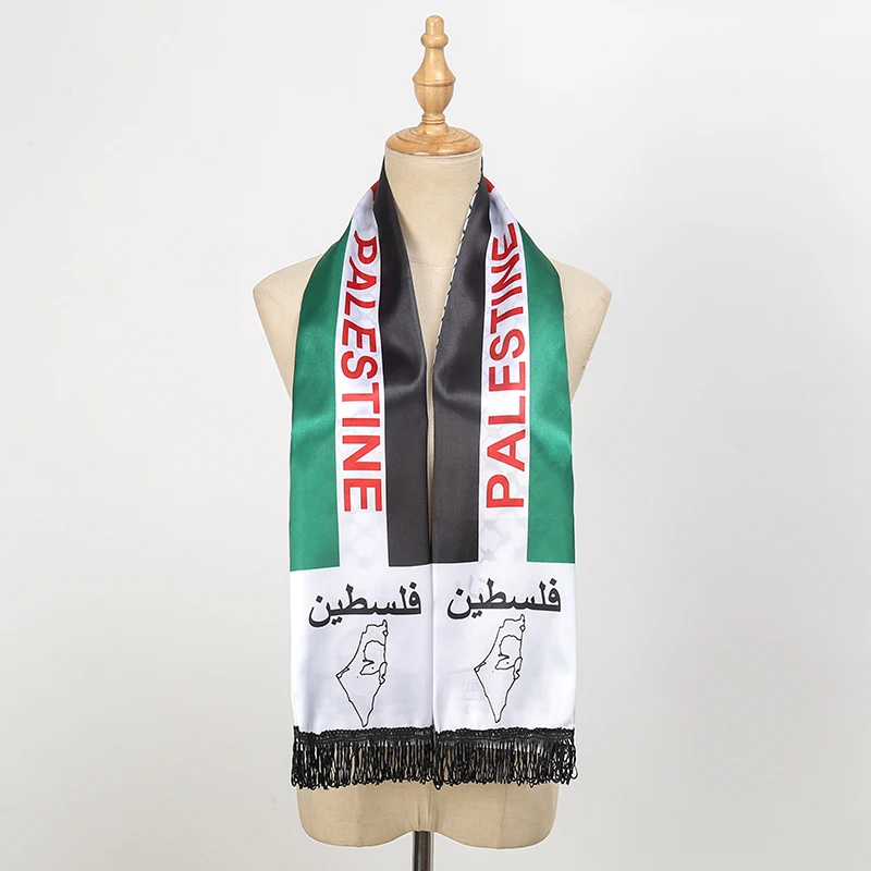 S824148503d10413fa39565b9b681b9dcH.webp New Palestine Flag Scarf Shawls Fall Pashmina Shawl Wrap Palestinian Hatta Kufiya Keffiyeh Large Scarves With Tassel - الصورة 1