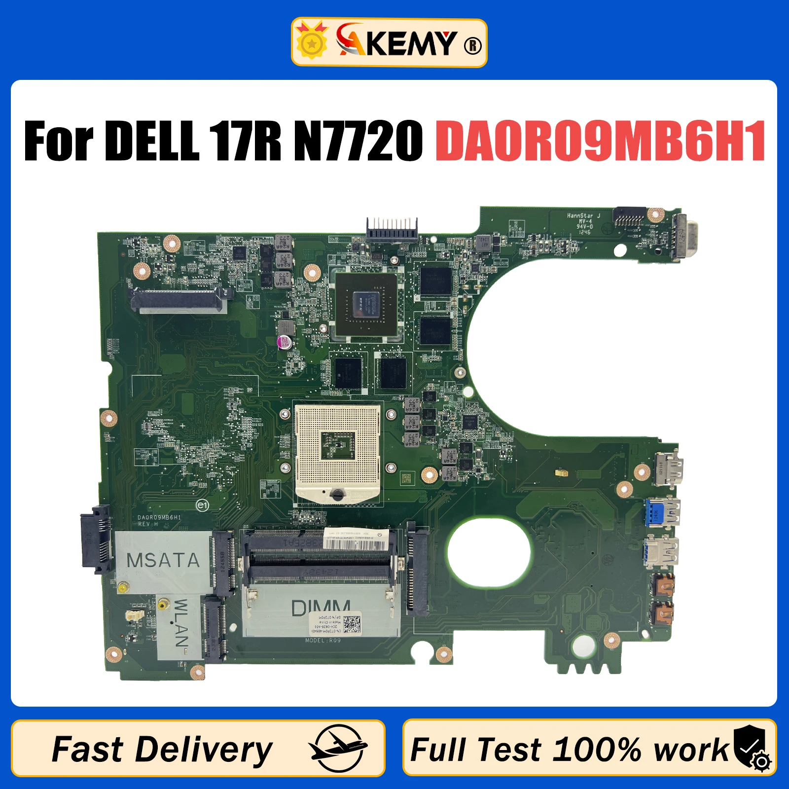 Sf5198e24575941fba6d55a9f0e4bc4e4o.webp AKEMY For DELL 17R N7720 Laptop Motherboard GT650M 2G GPU 2D/3D HM77 DA0R09MB6H1 CN-072P0M 072P0M 72P0M 100% Tested - Image 1