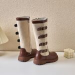 ⁦Trendy Cool Knee-high Boots With Zipper For Girls, Wear-resistant Non-slip Boots For Autumn And Winter⁩ - الصورة ⁦3⁩