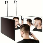 Versatile 3-Sided Folding Makeup Mirror with Adjustable Height - Wall-Mounted, No Battery Needed, Glass Frame