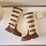 ⁦Trendy Cool Knee-high Boots With Zipper For Girls, Wear-resistant Non-slip Boots For Autumn And Winter⁩ - الصورة ⁦6⁩