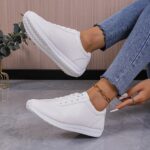 Women's Fashion Sneakers, Casual Low Top Comfortable Platform Soft Sole Skate Shoes, Low-top Versatile Work Footwear - Image 7