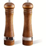 2pcs Wooden Salt and Pepper Grinder Set, Classic Manual Salt Mill with Refillable Pepper Grinder, Acrylic Viewing Window, Adjustable Coarseness - Perfect for Grilling, Picnics, Camping, Kitchen Accessories
