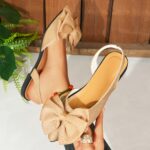 ⁦Women's Fashion Bow-Knot Flat Sandals, Casual Versatile Slip-Ons with Pointed Toe, Fabric Upper and Rubber Sole for All Seasons, Ladies Sandals⁩ - الصورة ⁦9⁩