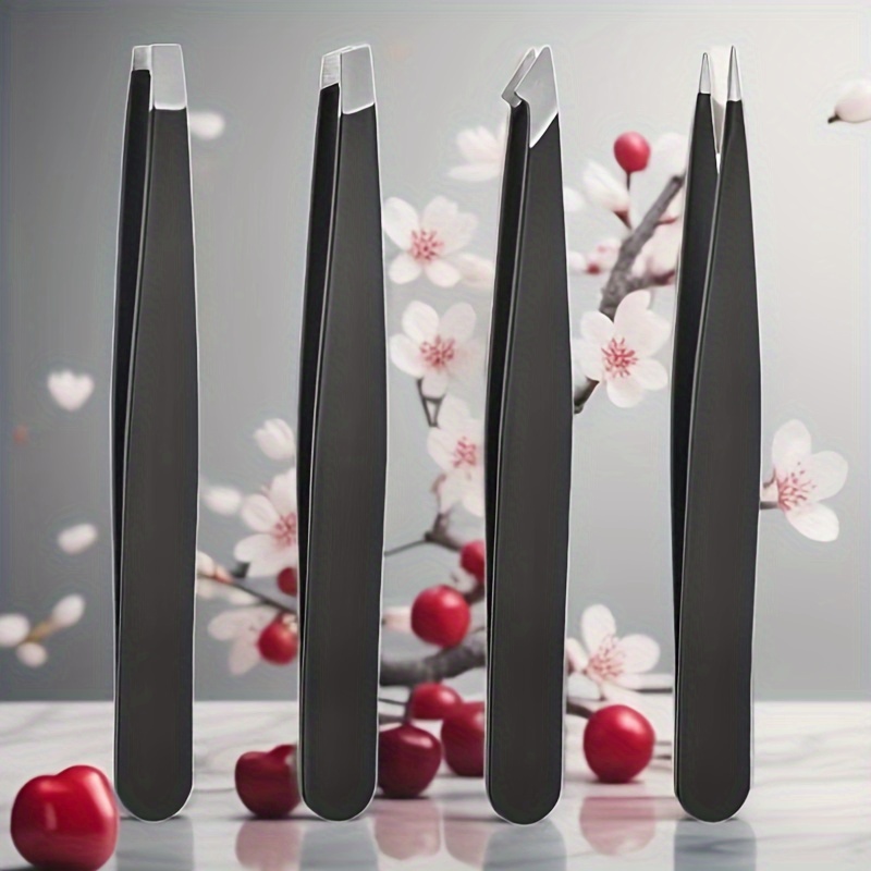 a3b710f3-519f-4e9d-9139-15f65c6475af-1.jpg 4Pcs/Set Tweezers, Eyebrow Tweezer Set, Eyelash Extension Clip Makeup Beauty Cosmetic Tools - الصورة 1