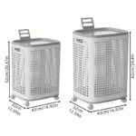 Rolling Laundry Basket with Wheels - Ventilated Plastic Hamper with Lid, Ideal for Clothes, Towels, and Toys - Portable Storage Solution for Dorms, Bedrooms, and Bathrooms, Laundry Room Accessories, Can Be Used in 4 Scenes - Image 4